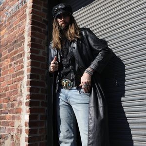 Wilsons Leather Black trench coat size large